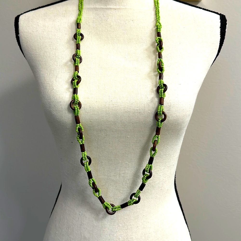 20” Drop Green and Brown Necklace